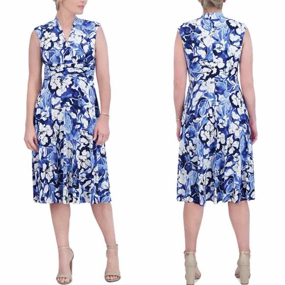 Jessica Howard Tonal Floral Jersey Surplice Dress Size 22W - Picture 5 of 10